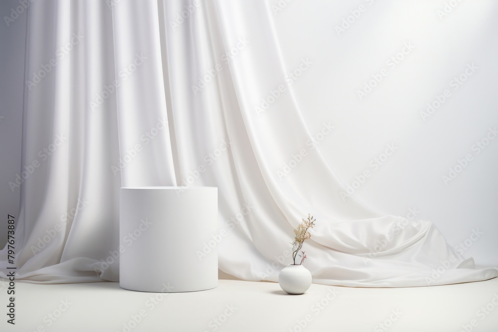 Fabric backgrounds curtain white vase. Fabric backgrounds curtain white vase.