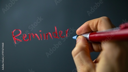 hand writing on a blackboard with reminder