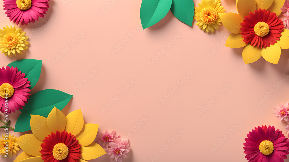 A colorful flower arrangement with a pink background A colorful flower arrangement with a pink background