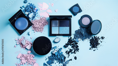 Boxes with mascara on a blue background
 photo