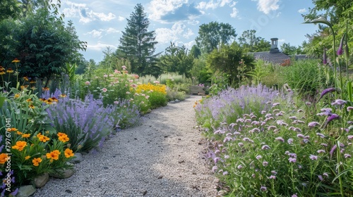 Fototapeta Naklejka Na Ścianę i Meble -  Healing Garden with Medicinal Flowers