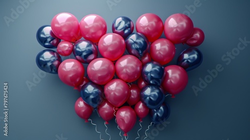 A heart shape composed of birthday balloons  symbolizing the love and well wishes on a birthday.