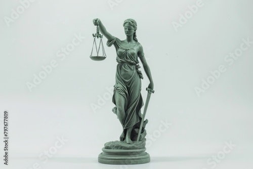 A picture of a Themis statue standing over whitek background