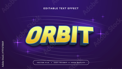 Yellow and purple violet orbit 3d editable text effect - font style