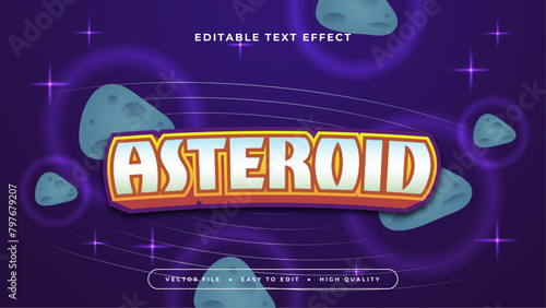 Orange blue and purple violet asteroid 3d editable text effect - font style
