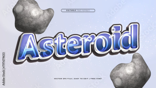 Blue white and gray grey asteroid 3d editable text effect - font style