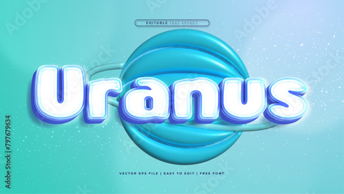 Blue green and white uranus 3d editable text effect - font style