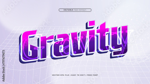 White and purple violet gravity 3d editable text effect - font style