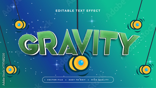 Blue green and yellow gravity 3d editable text effect - font style