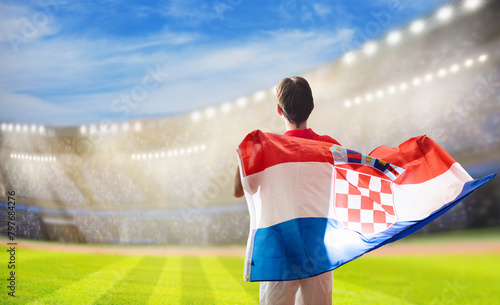 Принти на полотні Croatia football team supporter on stadium.
