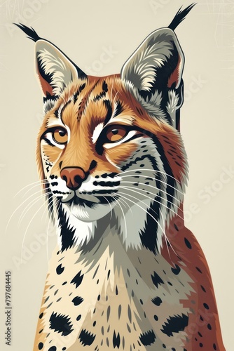 flat illustration of bobcat with calming colors