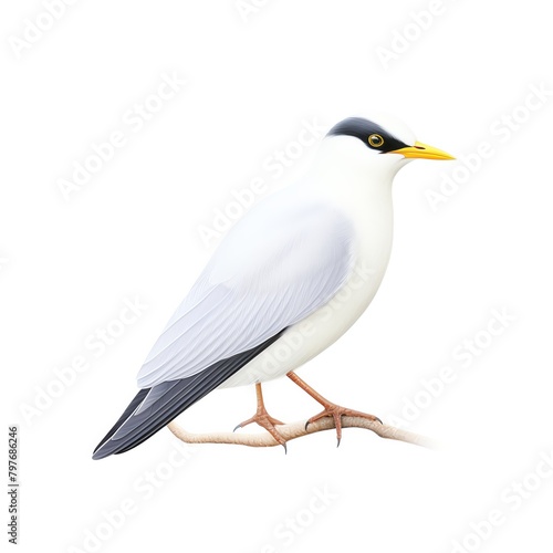 A drawing watercolor of Bali Myna  A critically endangered bird native to Bali, known for its striking white plumage photo
