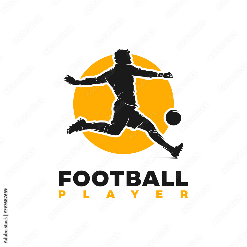 Soccer emblem with a silhouette of the player logo