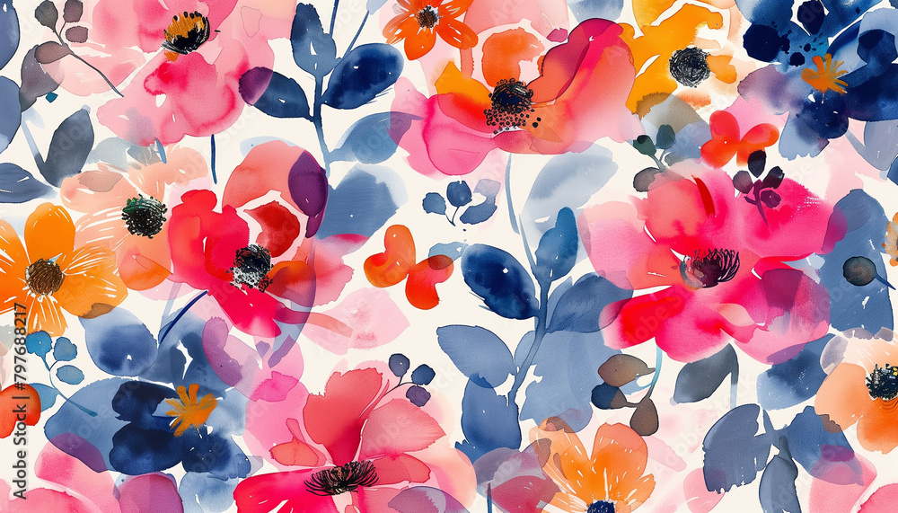 Bright aquarelle flowers. Bright aquarelle flowers.
