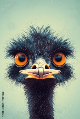 flat illustration of emu bird with calming colors