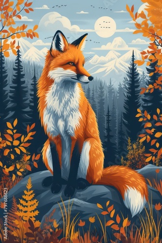flat illustration of fox with calming colors