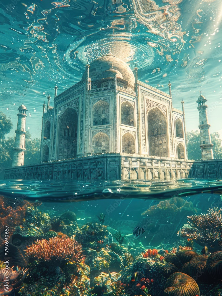 Similar underwater architecture of the Indian Taj Mahal