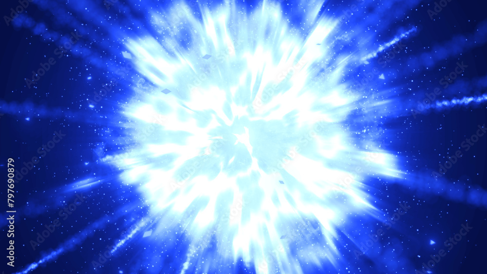 青色の爆発のエフェクト