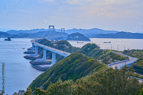 兵庫県南あわじ市から大鳴門橋と鳴門海峡、徳島方面の眺望