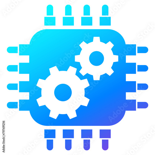 chip, microchip icon with gears © nexusby