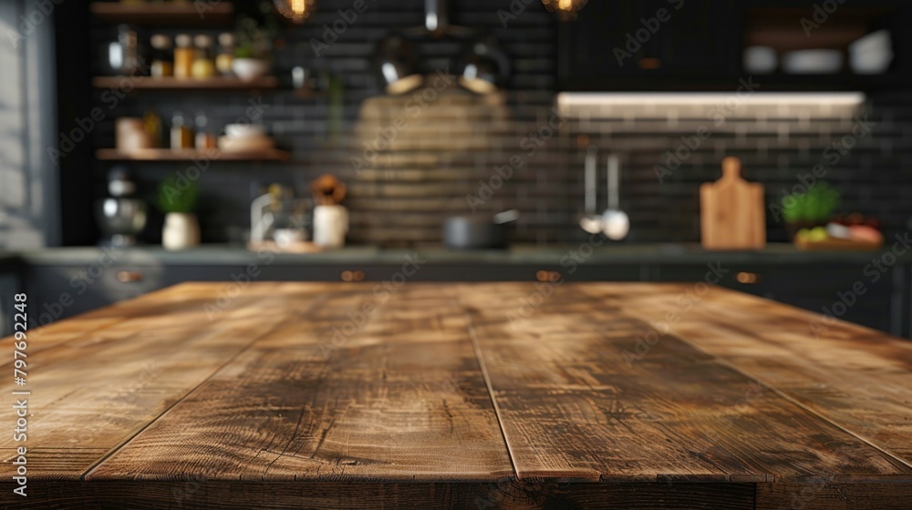 Brown Natural Wooden Kitchen Island Table Top for Advertising