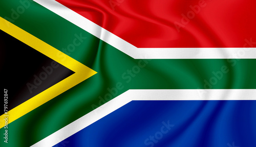 Fotografi south african national flag in the wind illustration image