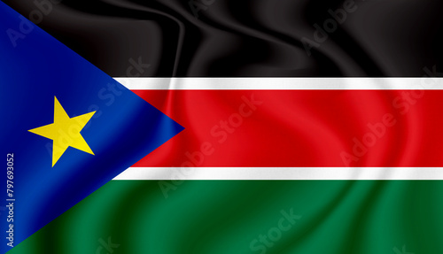 south sudan national flag in the wind illustration image photo