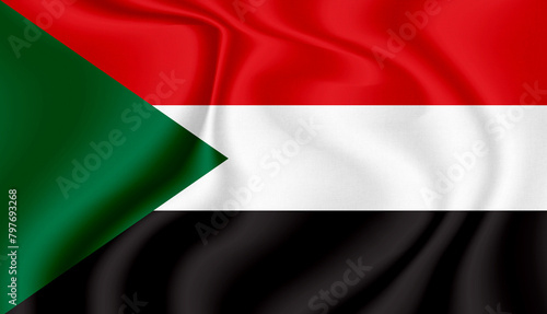sudan national flag in the wind illustration image photo