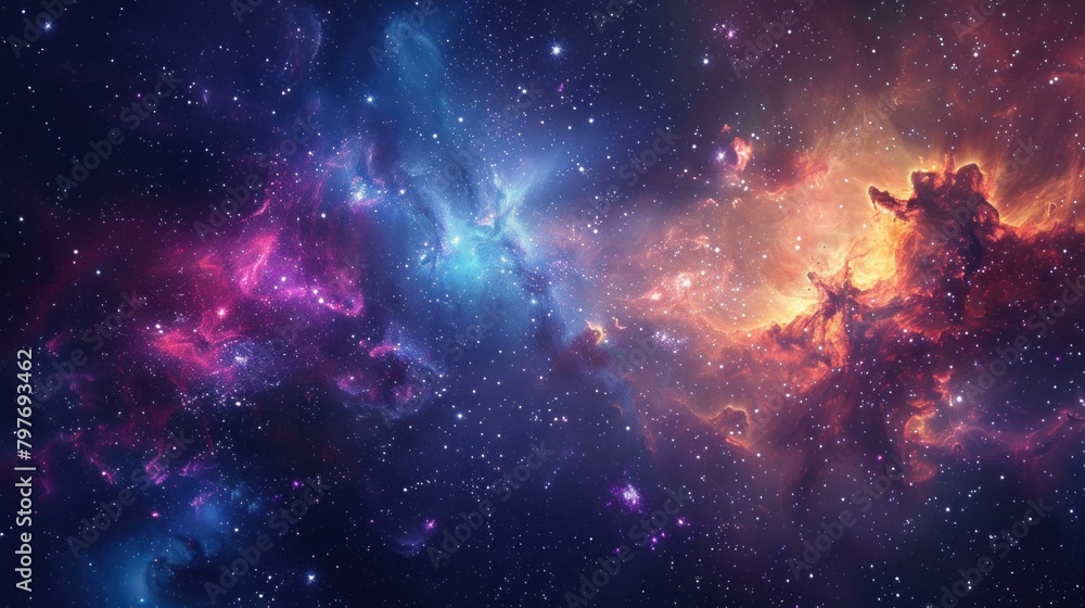 Naklejka premium Cosmic Wonders Background with Captivating Galaxies and Stars