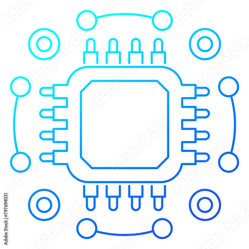 chip, microchip line icon