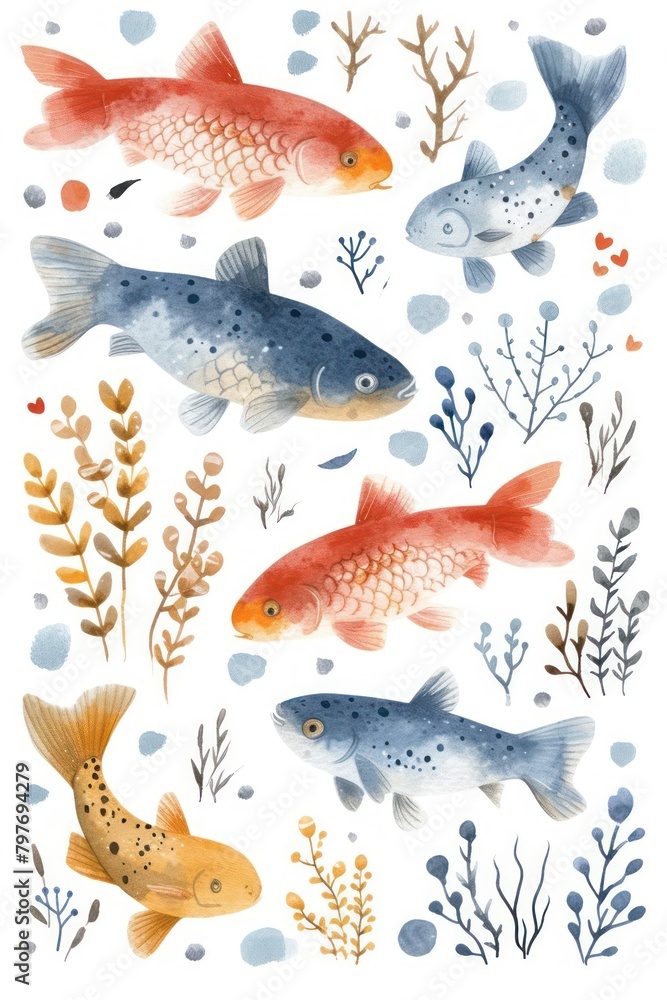 Fototapeta premium flat illustration of molly fish with calming colors