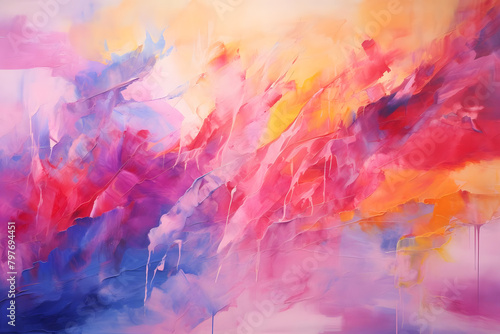 Splashy Sunset Soiree, abstract landscape art, painting background, wallpaper, generative ai