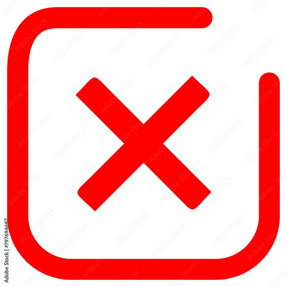 Red Cross Mark with Cut Out Square Outline
Red Cross Mark with Cut Out Square Outline