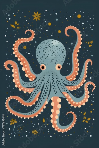 flat illustration of octopus with calming colors