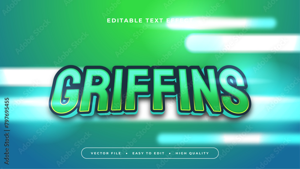 Green white and blue griffins 3d editable text effect - font style Green white and blue griffins 3d editable text effect - font style