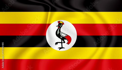 uganda national flag in the wind illustration image