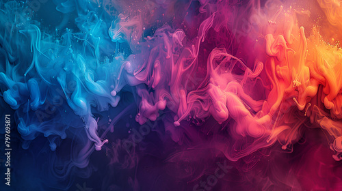 Colorful cloud of smoke on black background  Abstract background for design  smooth colorful painting texture effect background  colorful painting texture effect  