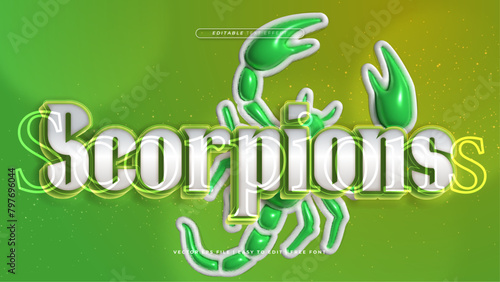 Gray grey white and green scorpions 3d editable text effect - font style