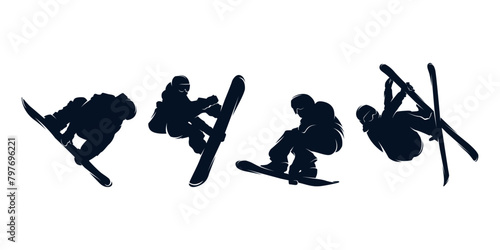 Skiing stylized silhouette vector symbol
