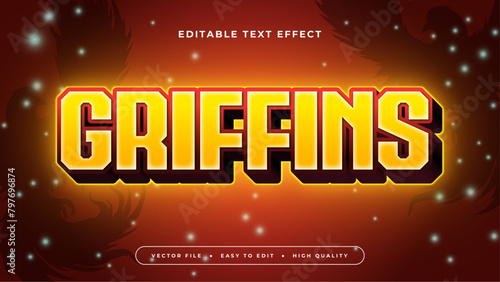 Brown red and yellow griffins 3d editable text effect - font style