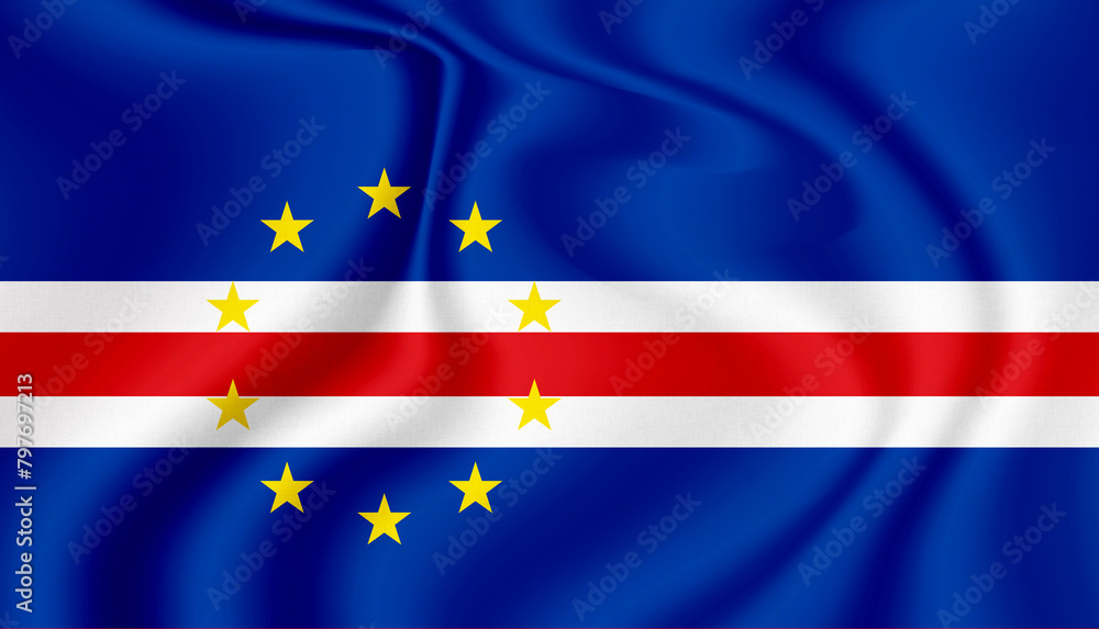 cabo verde national flag in the wind illustration image