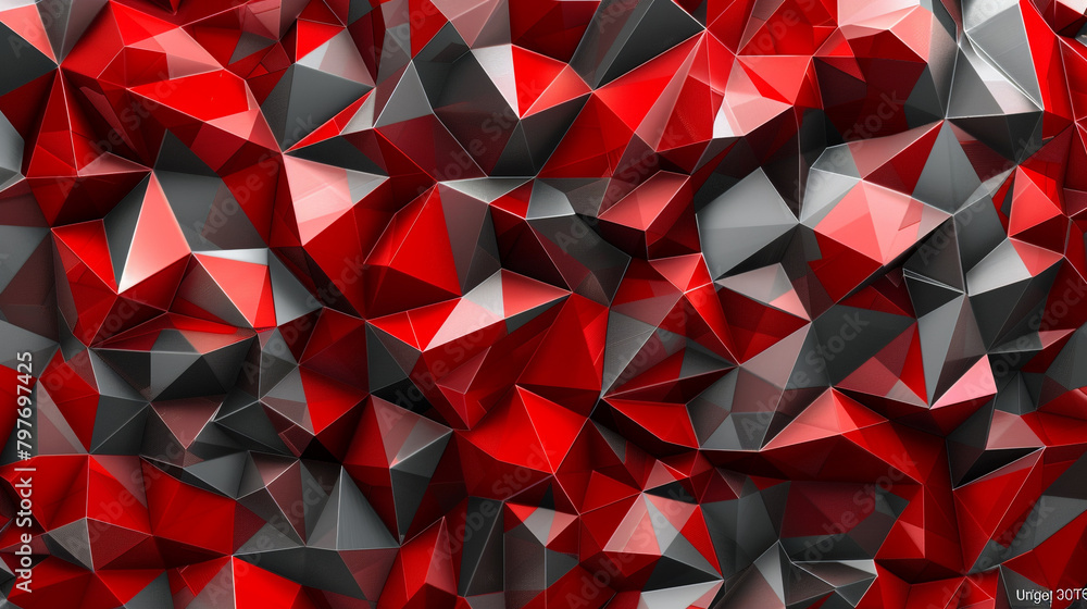 Naklejka premium Slate Grey and Ruby Red Polygonal Art
