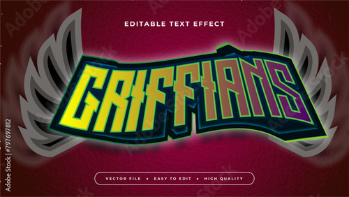 Red gray grey and yellow griffins 3d editable text effect - font style