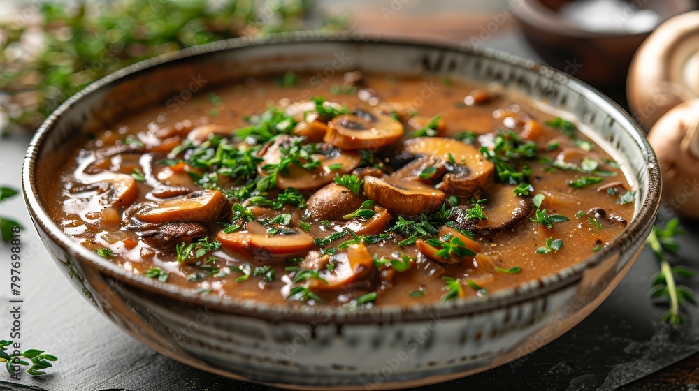 a bowl of mushroom soup a bowl of mushroom soup