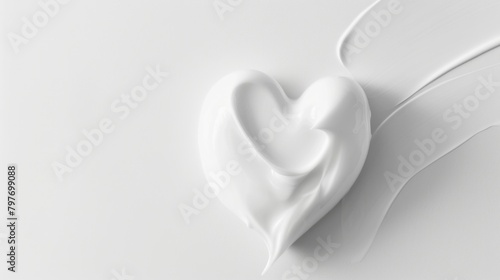 White Skincare Cream Sample Shaped into a Heart  Cosmetic Presentation