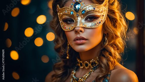 Portrait of a chic woman in a carnival mask festive © tanya78