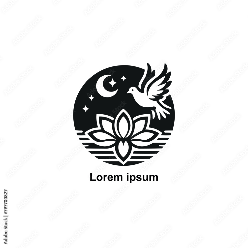 Pigeon dove and lotus flower icon vector logo template illustration Pigeon dove and lotus flower icon vector logo template illustration