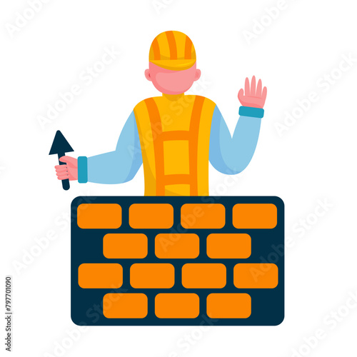 Construction worker character illustration sets