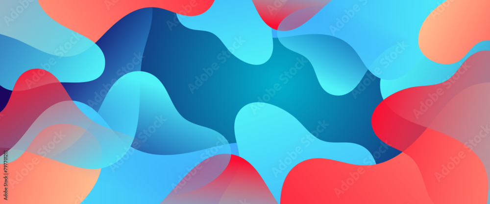 Red orange and blue vector simple banner background with blob waves and liquid shapes. Vector design layout for presentations, flyers, posters, background, annual report, invitation Red orange and blue vector simple banner background with blob waves and liquid shapes. Vector design layout for presentations, flyers, posters, background, annual report, invitation