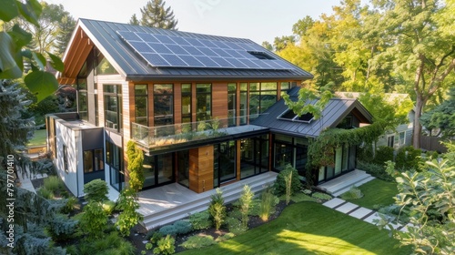 Eco-Friendly Passive Home with Solar Panels © Postproduction